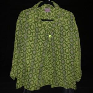 Fun, one button boxy-cut tweed jacket.